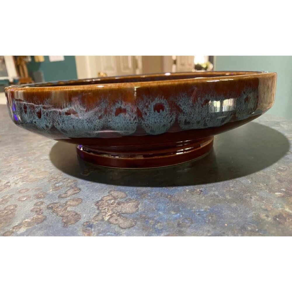 New Ceramic Fruit Bowl 10.2 Inch Decorative Pedestal Bowl for Kitchen Counter - Picture 2 of 8